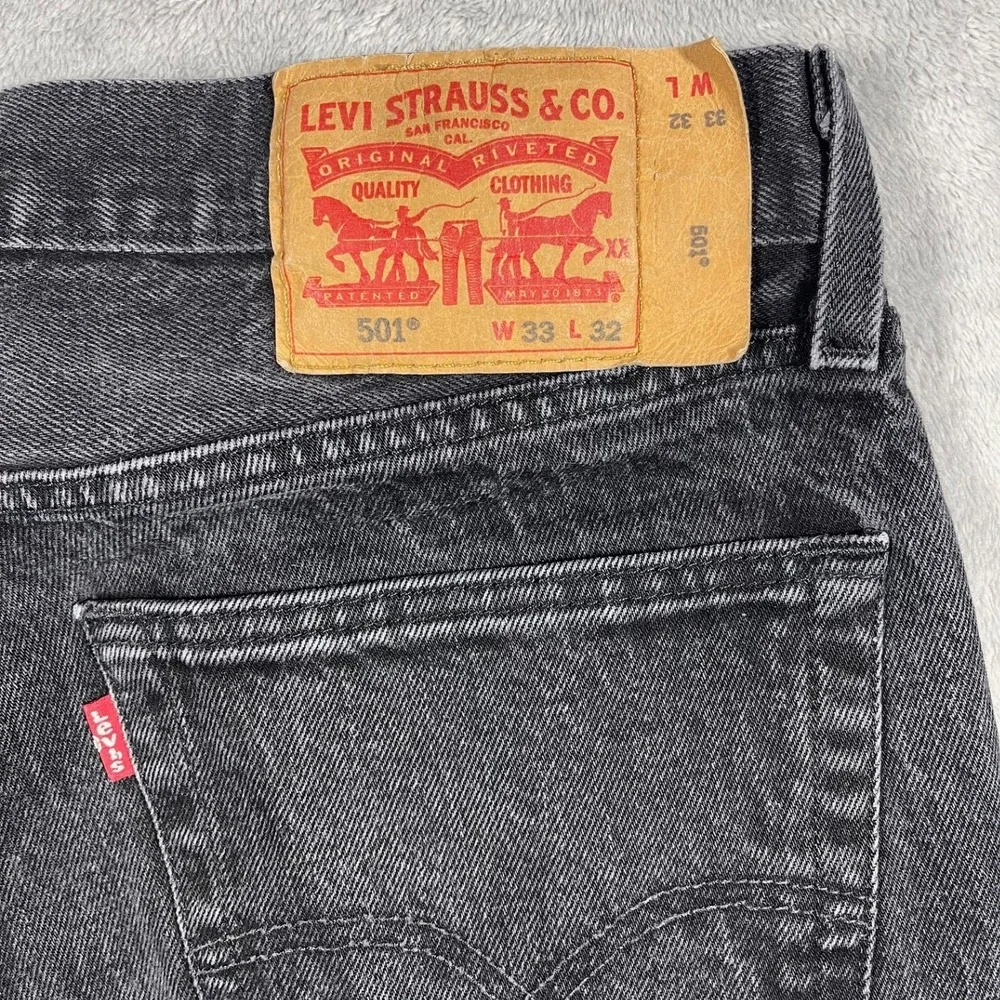 Levi's 501 Original Fit Jeans Men 33(32)x32(30) Black Straight‎ Leg Button Fly
